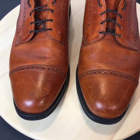 Allen Edmonds Benton 3448 Cap Toe Oxford Shoes Mens 11C Cognac Leather Vibram - Picture 3 of 10